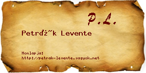 Petrák Levente névjegykártya